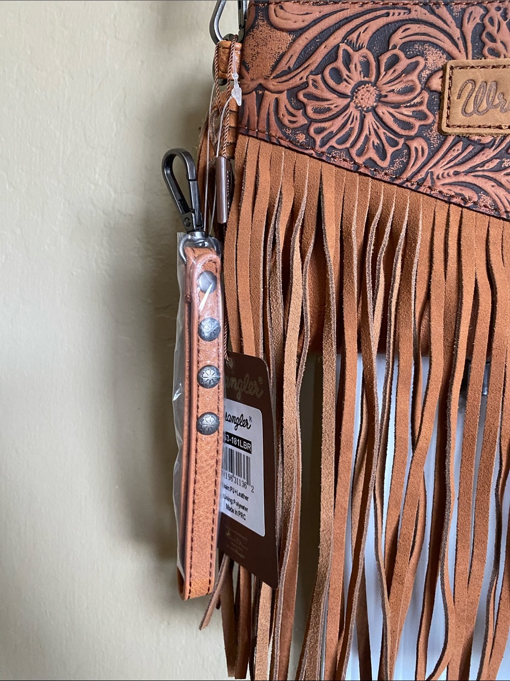 NWT Wrangler Tooled Floral Fringe Convertible Crossbody Wristlet Bag - Picture 3 of 10